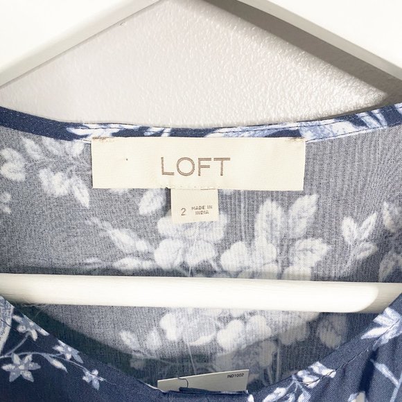 SOLD Loft Floral Ruffle Button Front Dress - Picture 4 of 8